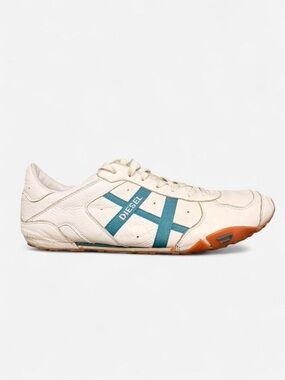 Vintage Diesel Retro White & Blue Sneakers Mens 12 TRENDING SNEAKERS